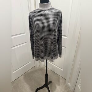 Calvin Klein Black and Gray Houndstooth Turtleneck Sweater